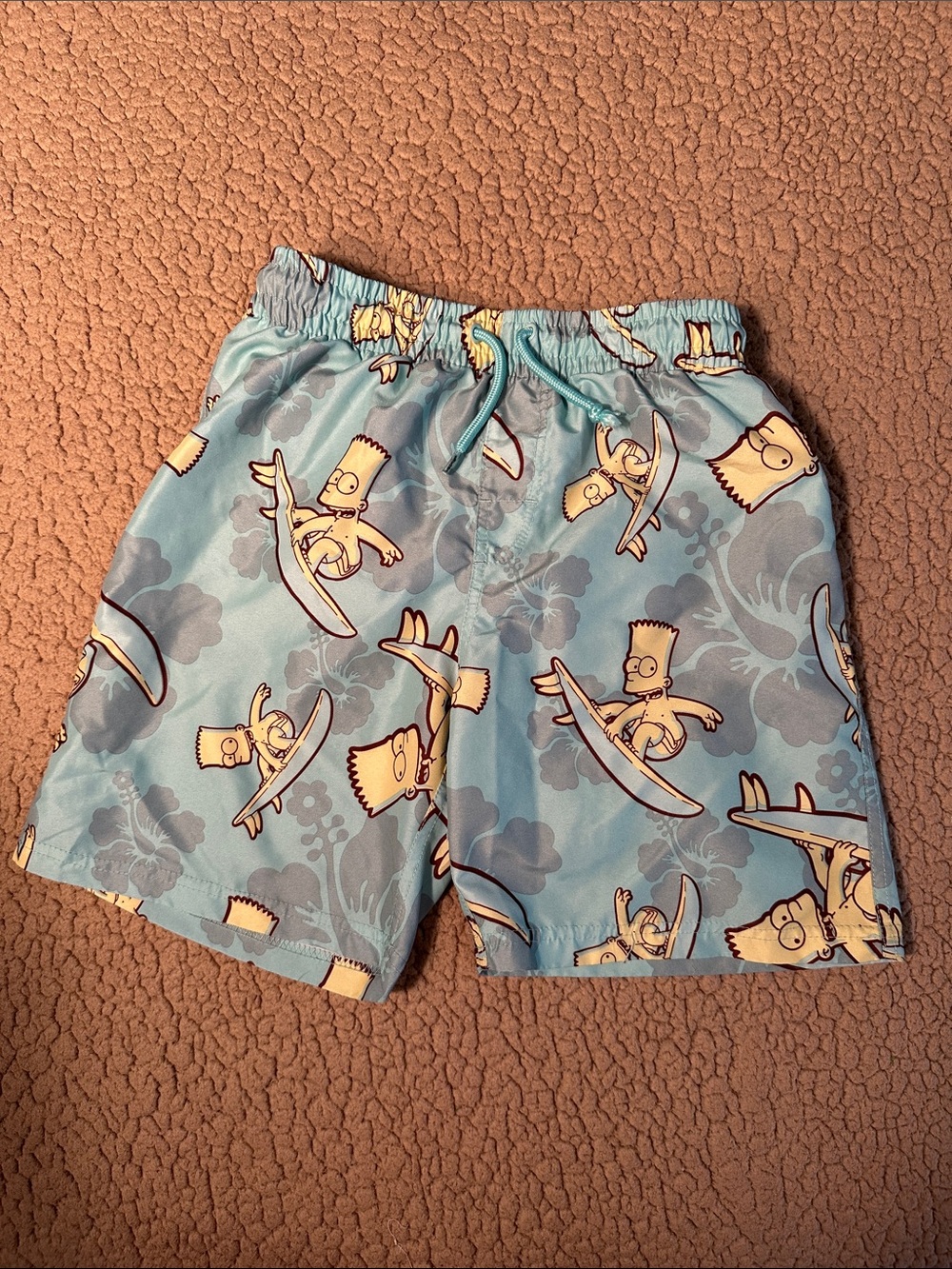 Kids Surf-Print Swim Shorts - Light Blue